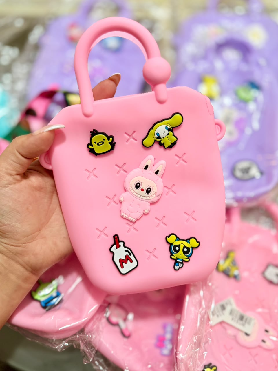 Mini Colorful Silicone Kids Crossbody with Detachable Charms