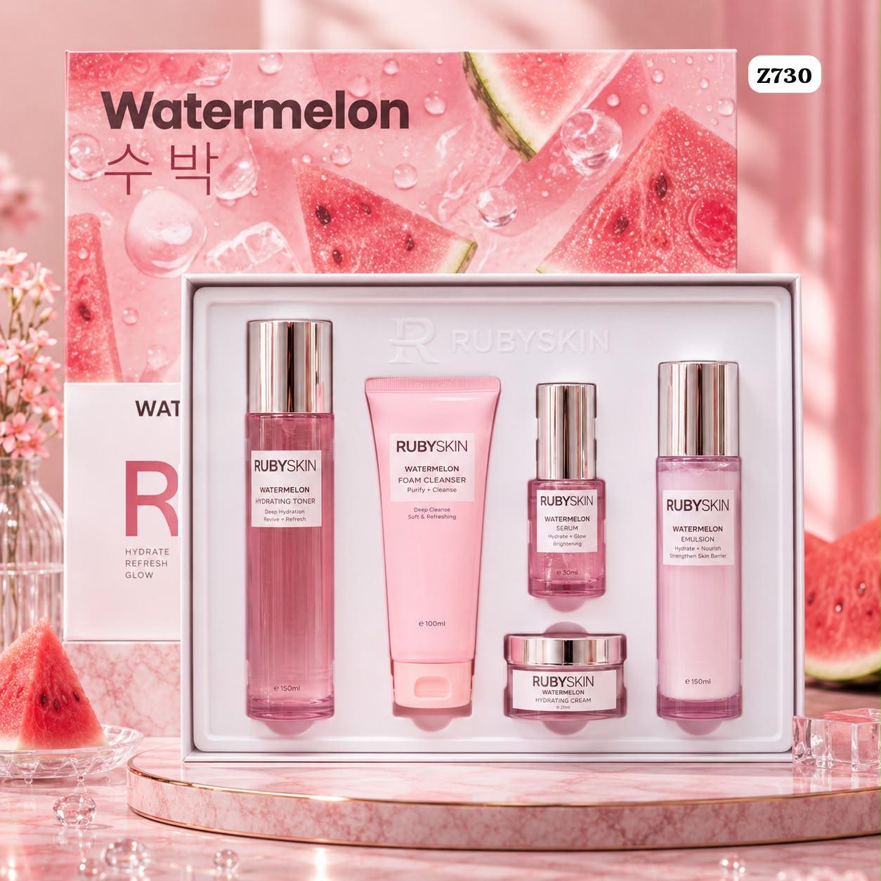 RUBYSKIN Watermelon Hydrate Skincare Set – 5-Step Hydrating Routine