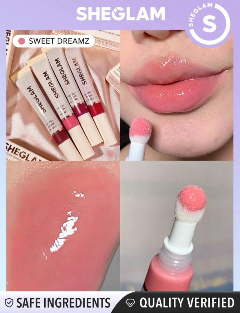 SHEGLAM Lip Gloss Moisturizing Liquid Lipstick High Shine Finish Sponge Tip Applicator