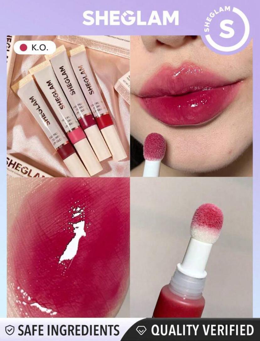 SHEGLAM Lip Gloss Moisturizing Liquid Lipstick High Shine Finish Sponge Tip Applicator