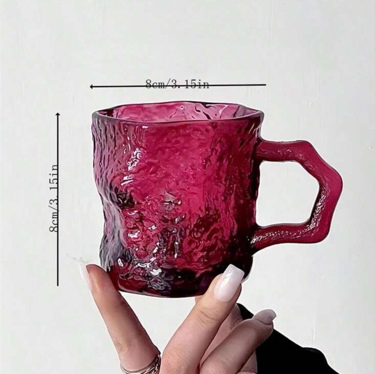 200ml Rose Red Ice Glacier Glass Cup with handle