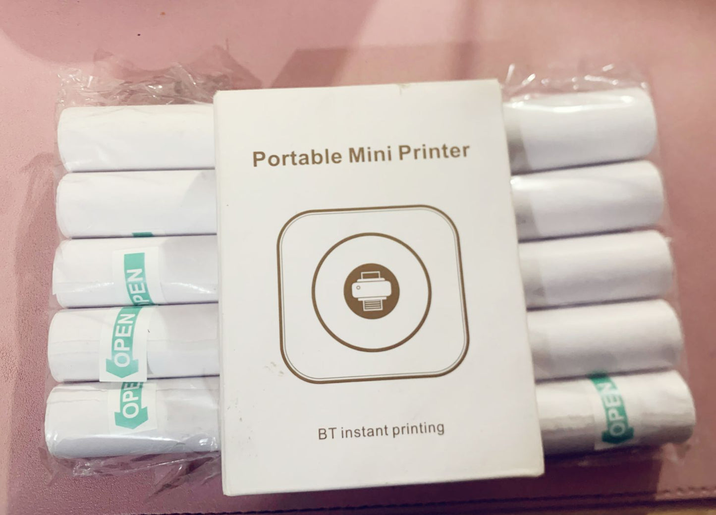Portable Wireless Mini Printer Inkless with 10 pcs Roll of Adhesive Printing paper