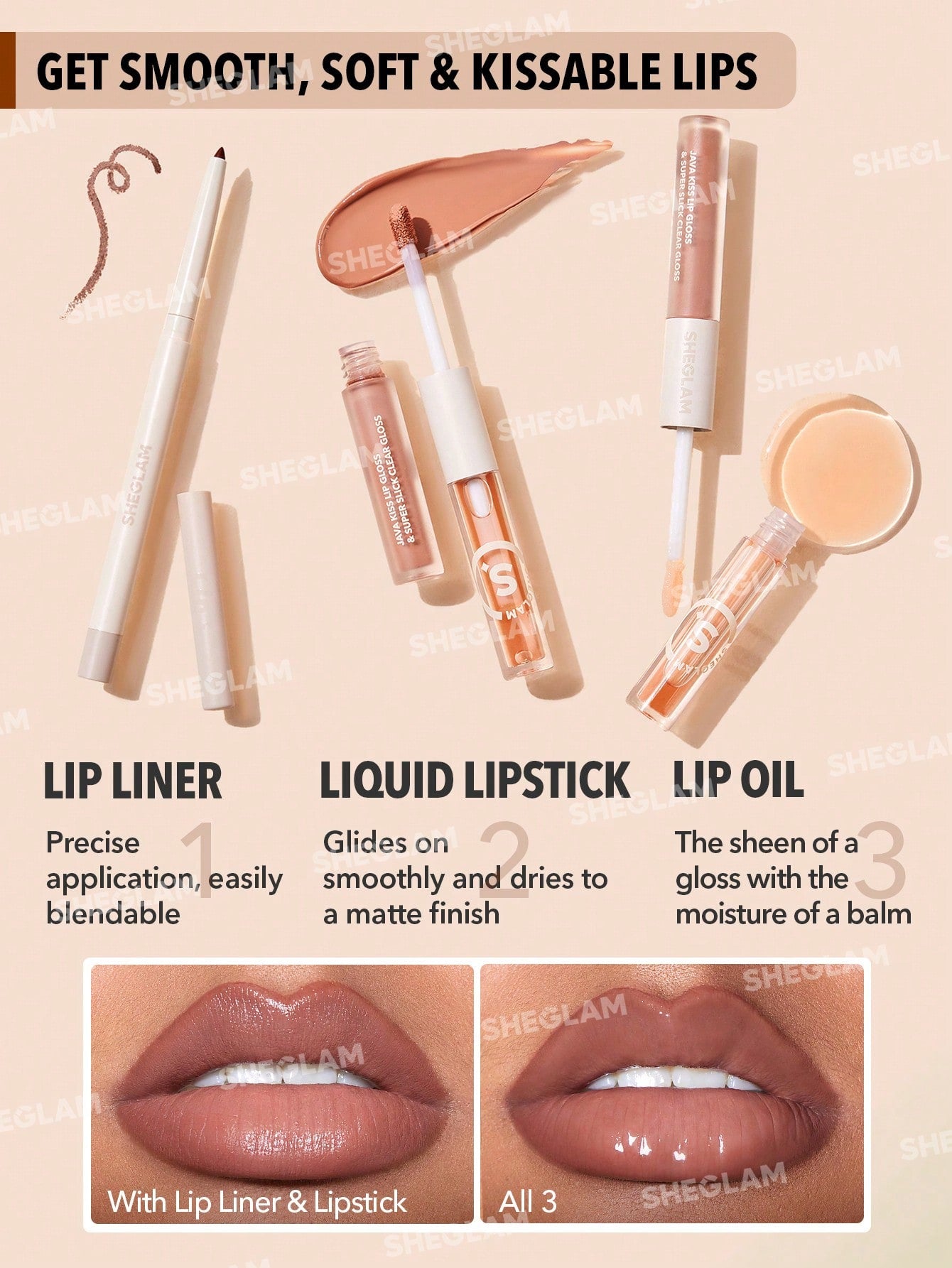 SHEGLAM Soft 90's Lip Liner & Lip Duo Set-Moody Taupe 0.8g