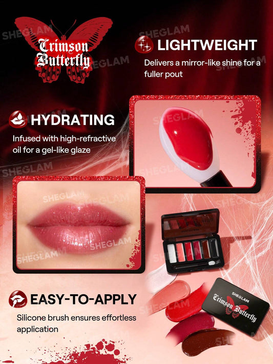 SHEGLAM X Crimson Butterfly Phantom's Kiss Lip Gloss Palette