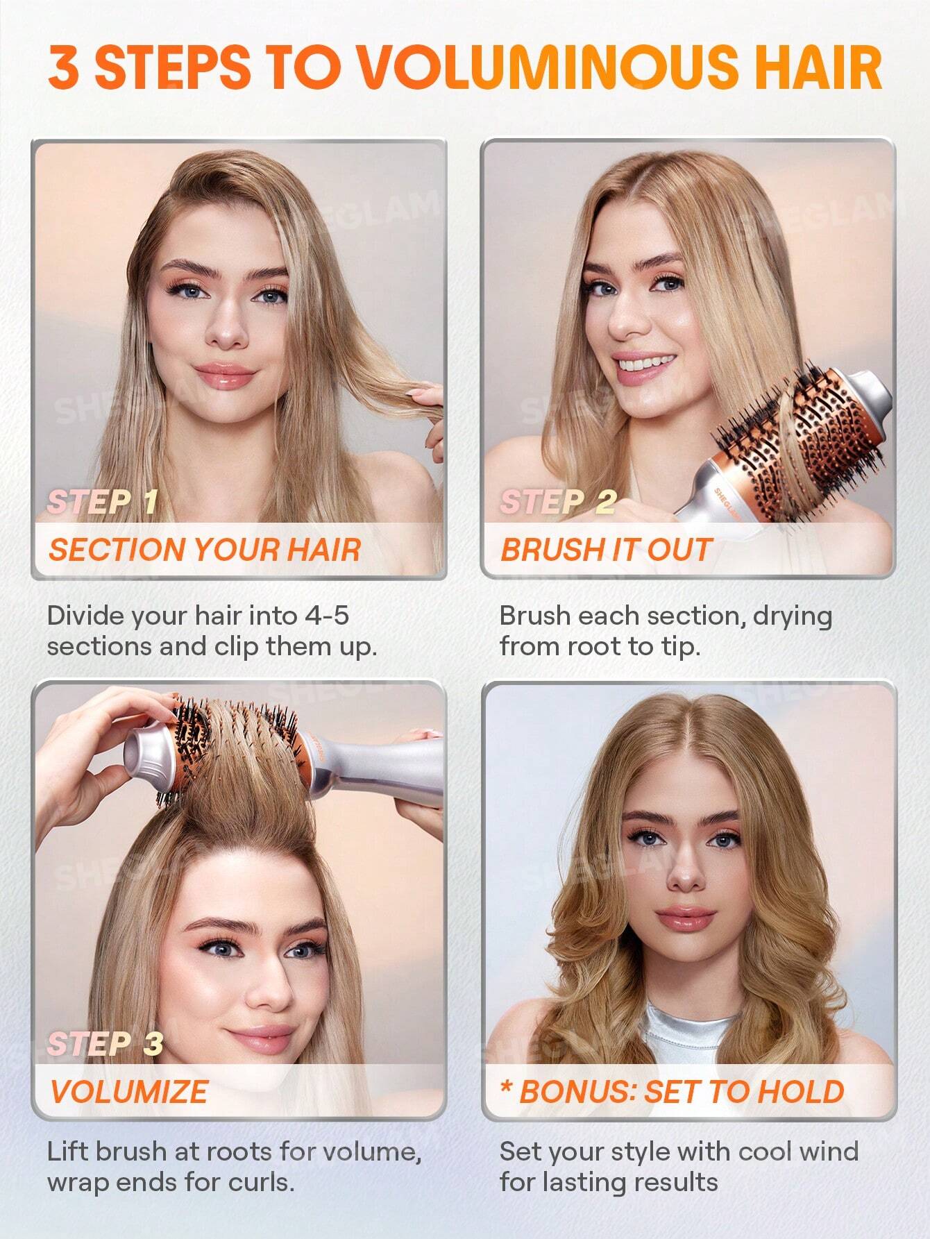 SHEGLAM HAIR Blowout Bliss Volumizing Hot Air Brush - UK Plug