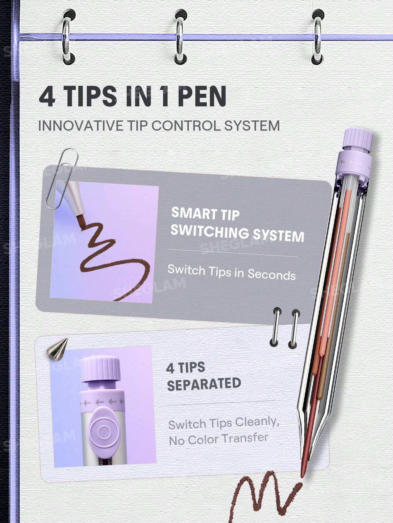 SHEGLAM The Everywhere 4-In-1 Pen-Multicolor