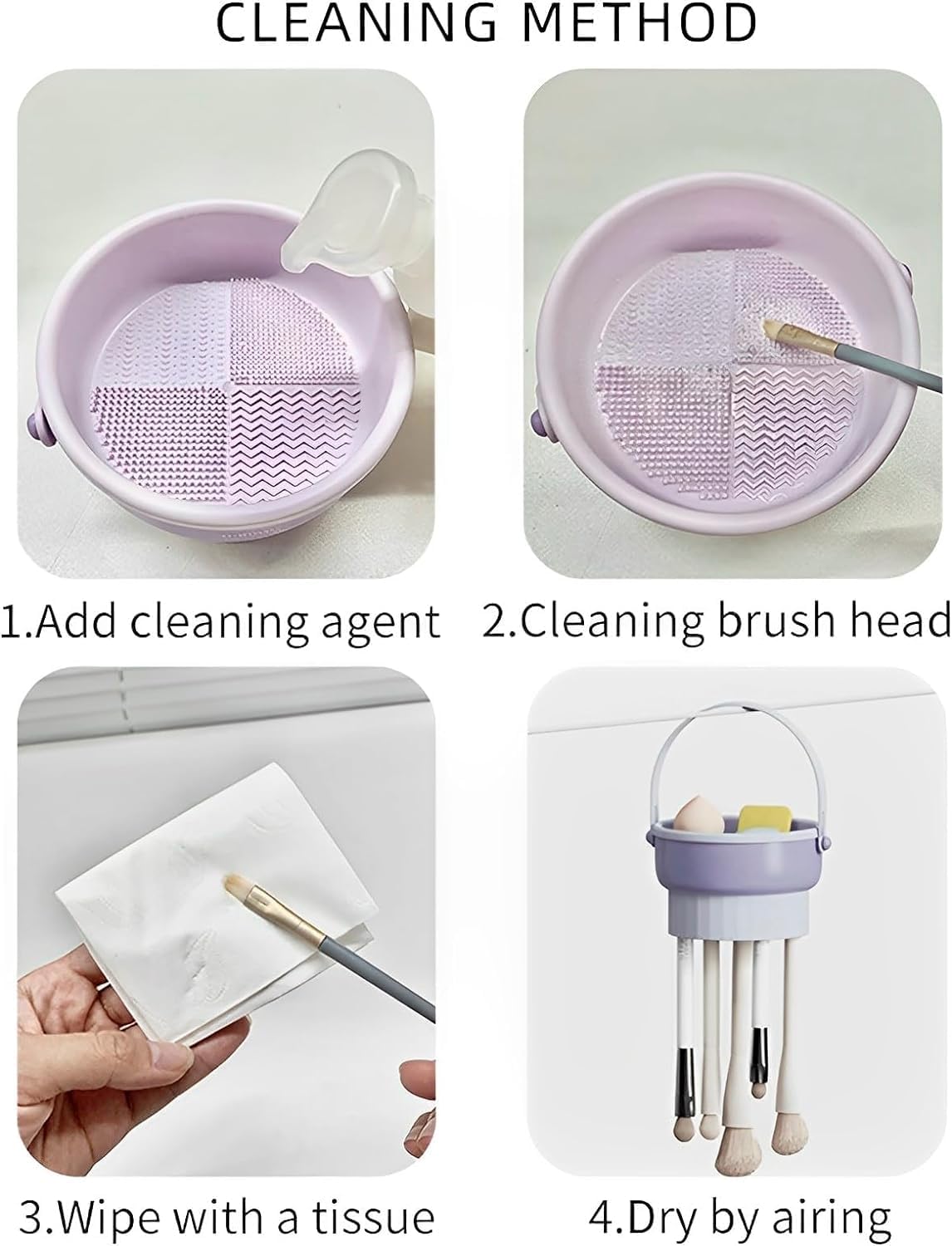 3in1 Silicone Makeup Cleaning Box With Handle