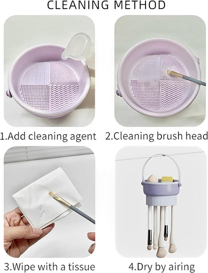 3in1 Silicone Makeup Cleaning Box With Handle