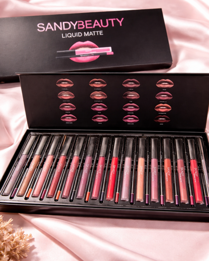 Sandy Beauty Liquid Matte 12 Lip Duo + Box