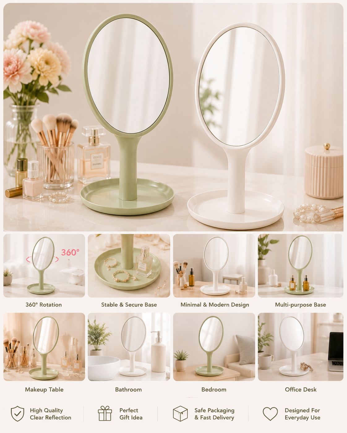 Aura Rotating Vanity Mirror