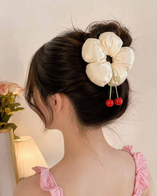 Oversized Cherry Puff Hair Tie