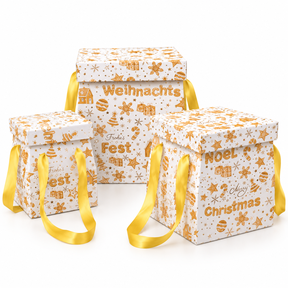 Golden Noel Ribbon Gift Box