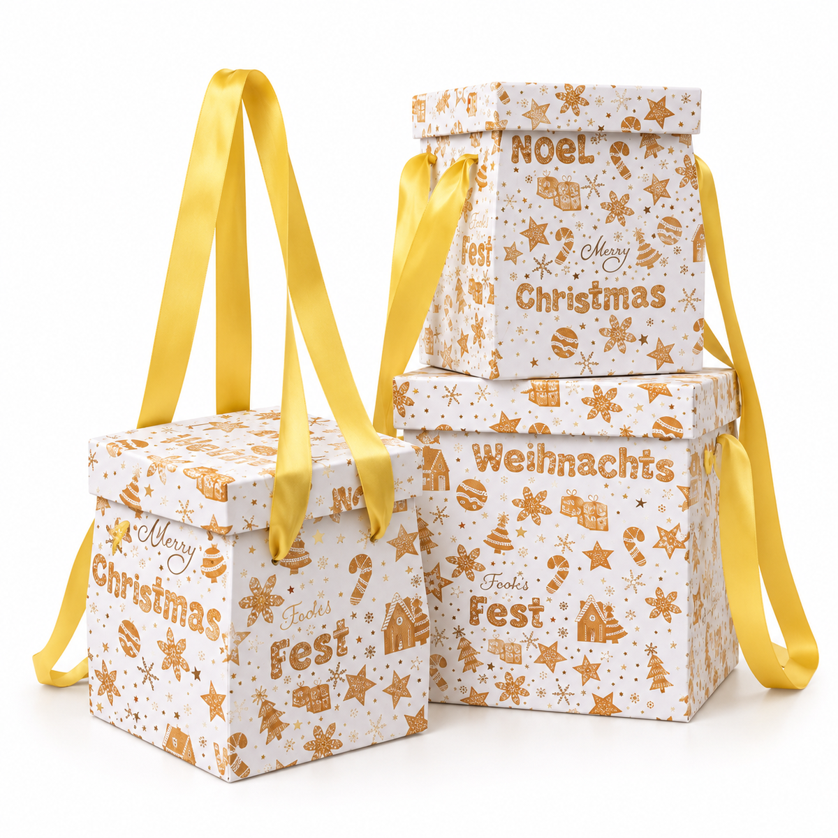 Golden Noel Ribbon Gift Box