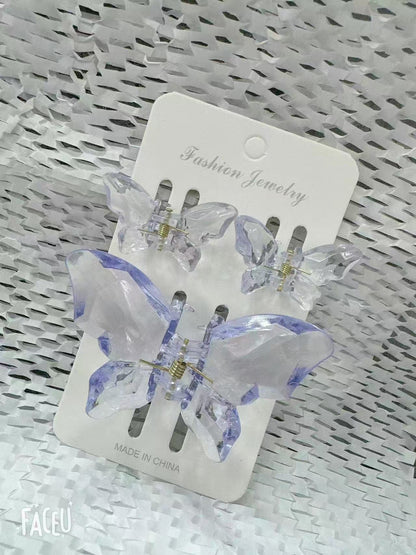Transparent Butterfly Hair Claw 3pcs Set
