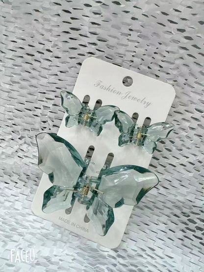 Transparent Butterfly Hair Claw 3pcs Set