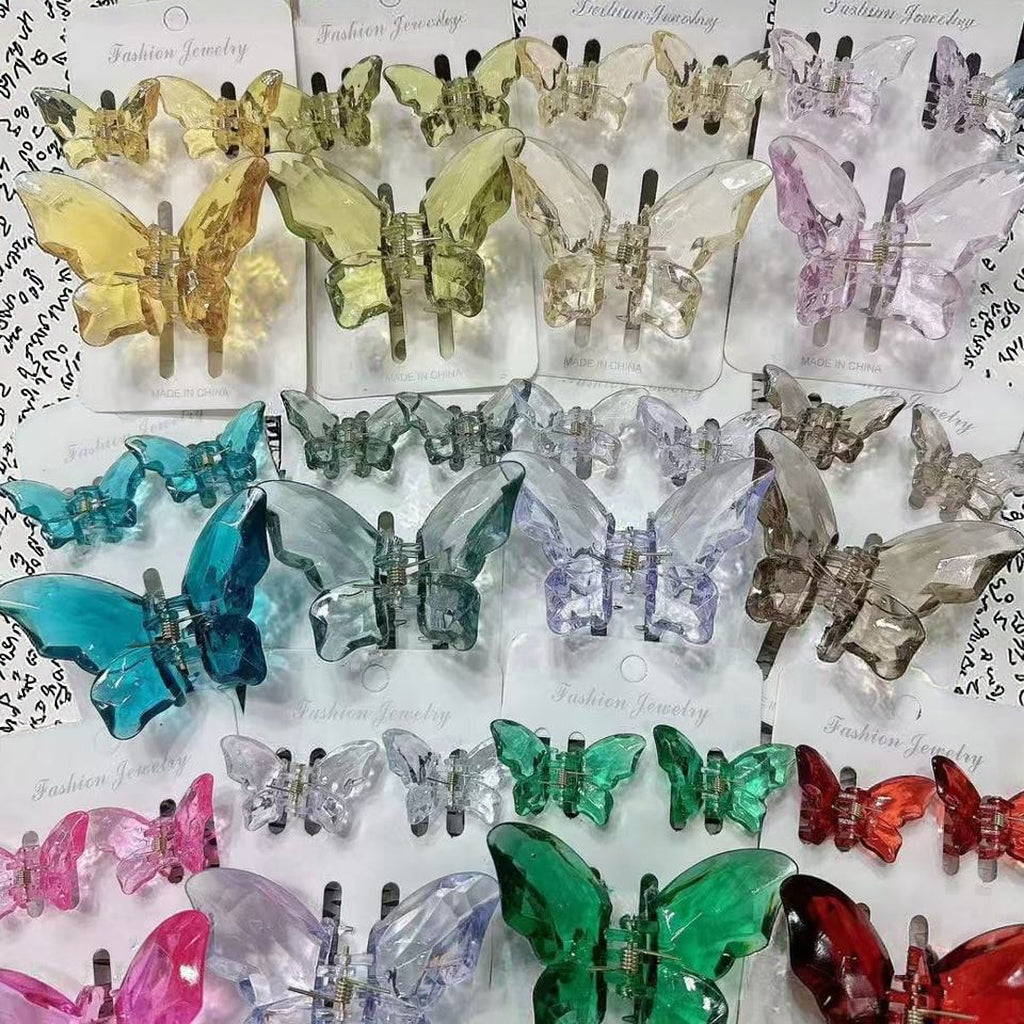 Transparent Butterfly Hair Claw 3pcs Set