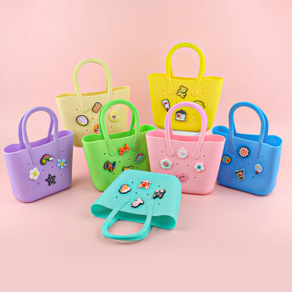 Mini Colorful Silicone Kids Bag with Detachable Charms