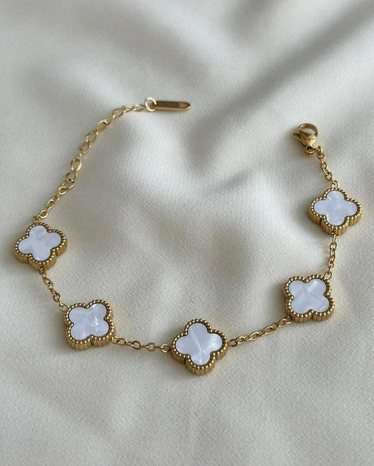 Stainless steel white four-leaf shape bracelet
