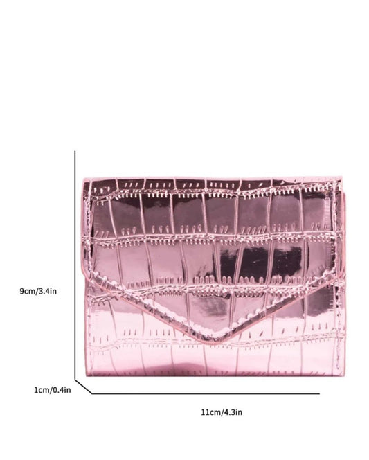 Metallic Crocodile Small Pocket Wallet