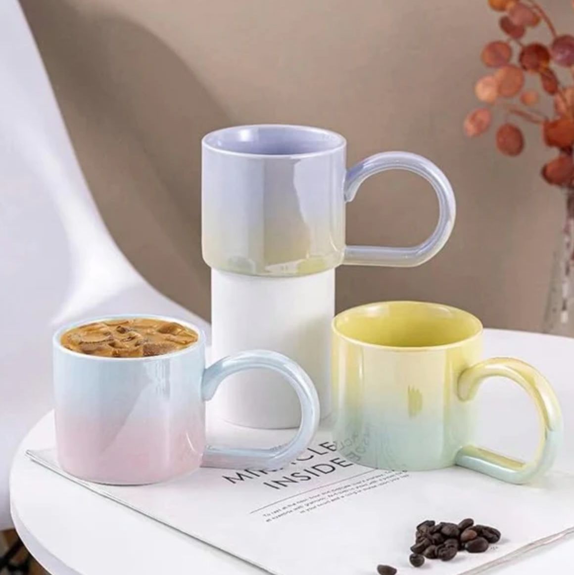 400ml Yellow Ceramic Mug-Yellow Green
