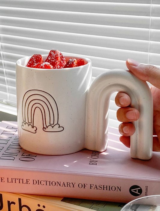 400ml White Rainbow Ceramic Mug