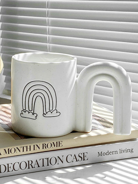 400ml White Rainbow Ceramic Mug