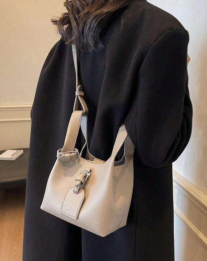 Minimalist Design Leather Shoulder Crossbody Hand-Bucket Bag