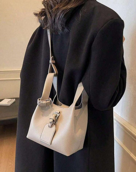 Minimalist Design Leather Shoulder Crossbody Hand-Bucket Bag