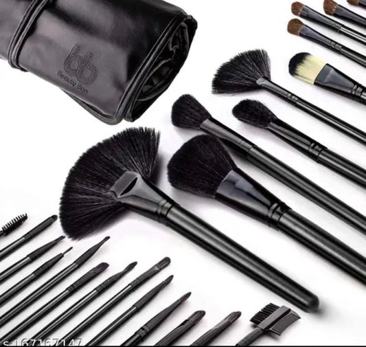 Black Makeup Brushes set + Pouch