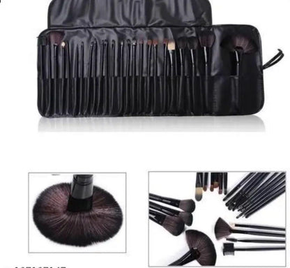 Black Makeup Brushes set + Pouch