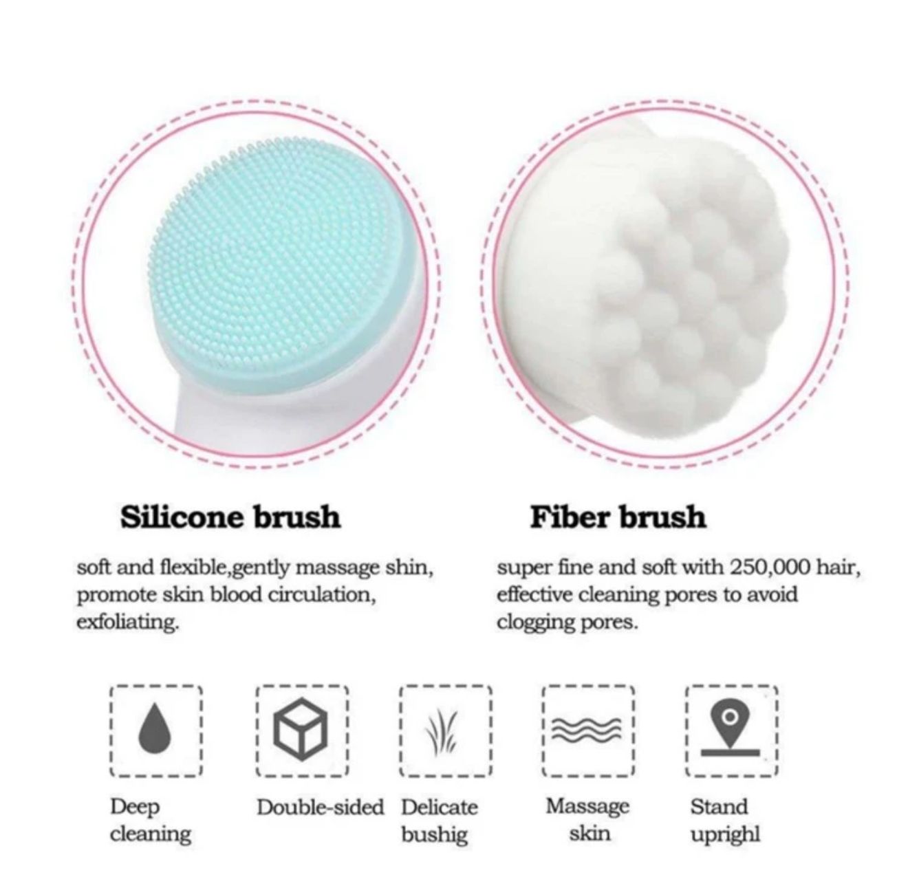 1pc Double Sided Facial Cleansing Brush