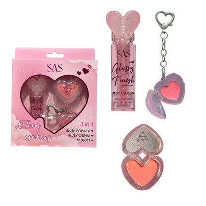 SAS 3in1 Bundle ( Blush Powder & Cream + Lip Gloss)