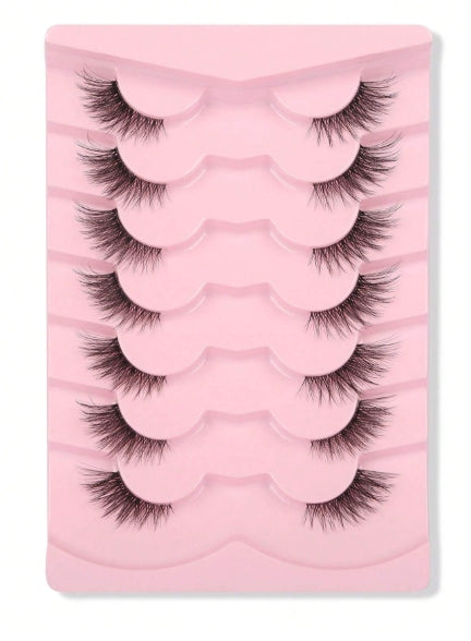 7pairs Cat Eye Cross Short Style Natural False Eyelashes