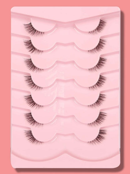 7 pairs of natural cross-shaped false eyelashes