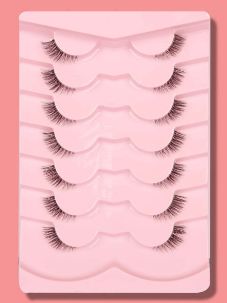 7 pairs of natural cross-shaped false eyelashes