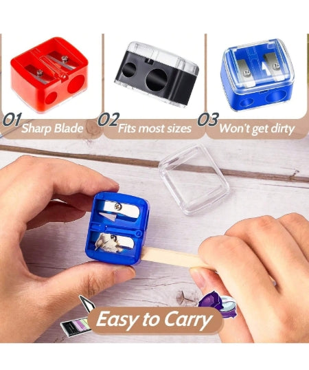 1pc Double Hole Pencil Sharpener (Random Color)
