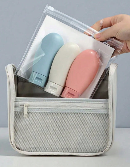 3pcs Set Pressable Silicone Refillable Travel Bottles