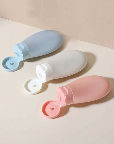 3pcs Set Pressable Silicone Refillable Travel Bottles