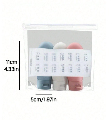 3pcs Set Pressable Silicone Refillable Travel Bottles