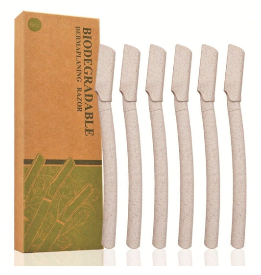 6pcs Biodegradable Facial & Eyebrow Dermaplaning Razor Set