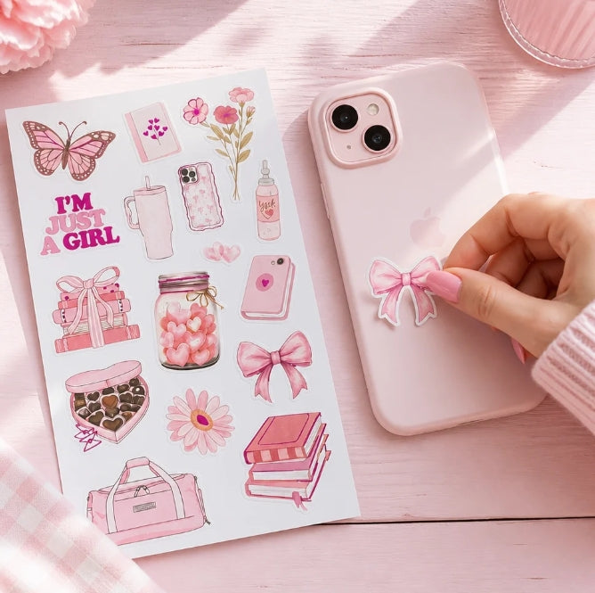 Pinkish Die Cut Fancy Paper Stickers