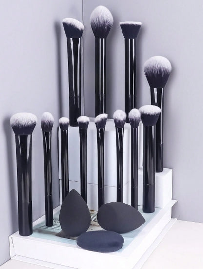 12 pcs Black makeup brushes set