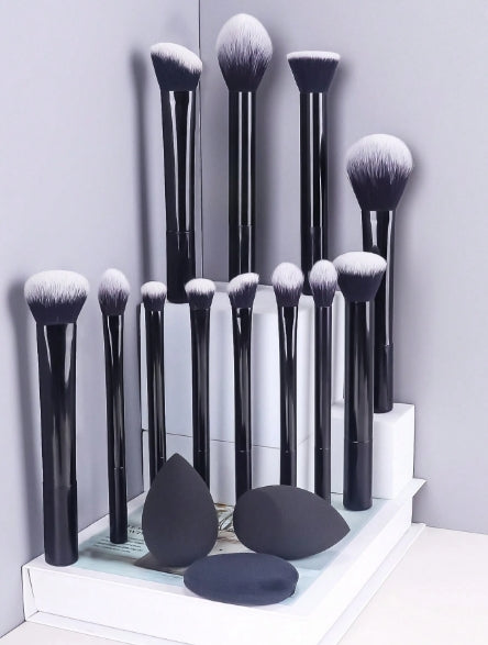 12 pcs Black makeup brushes set