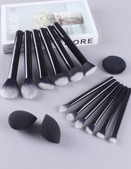 12 pcs Black makeup brushes set