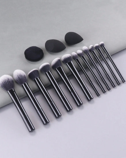 12 pcs Black makeup brushes set