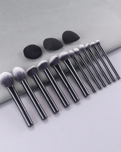 12 pcs Black makeup brushes set