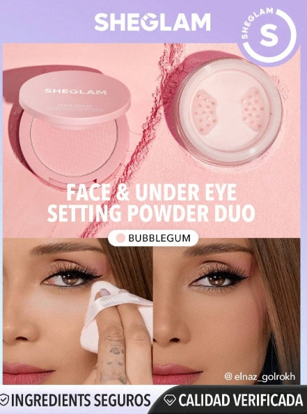 SHEGLAM Face & Under Eye Setting Powder Duo-Bubblegum 2 In 1 Pink