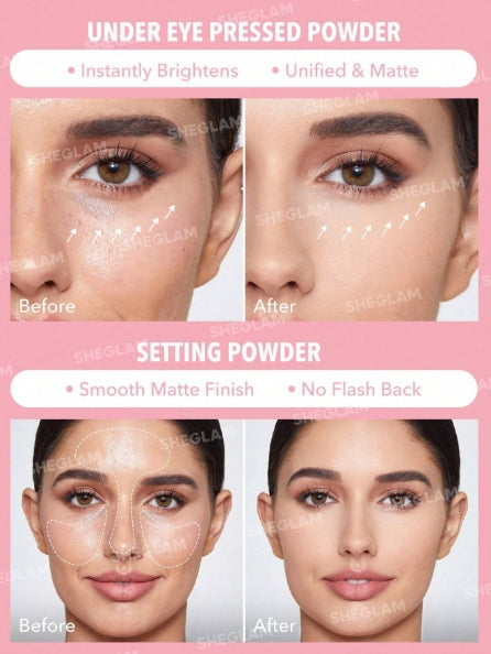 SHEGLAM Face & Under Eye Setting Powder Duo-Bubblegum 2 In 1 Pink