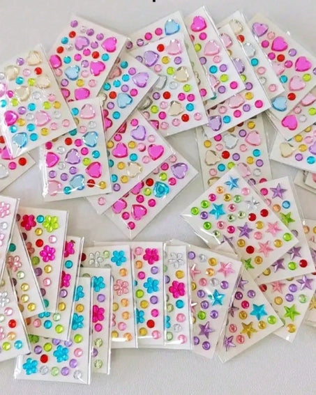 Mini Sparkle Rhinestone Sticker Sheets - 1pc