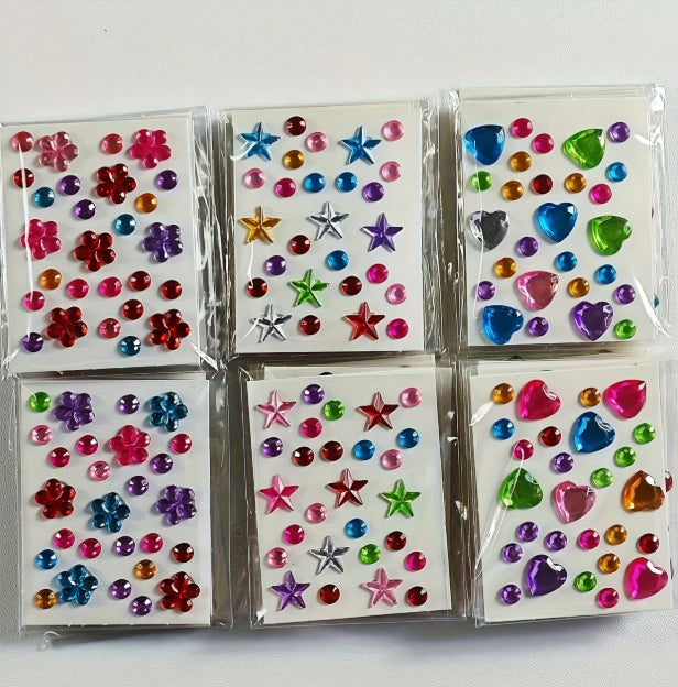 Mini Sparkle Rhinestone Sticker Sheets - 1pc